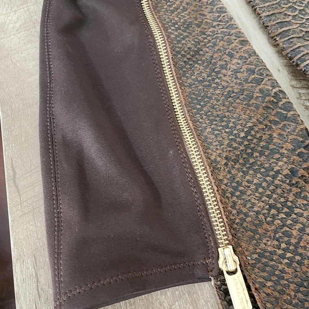 Women’s Michael Kors Bromley Leather Tall Boots Exotic Faux Pythob Size 7 Brown